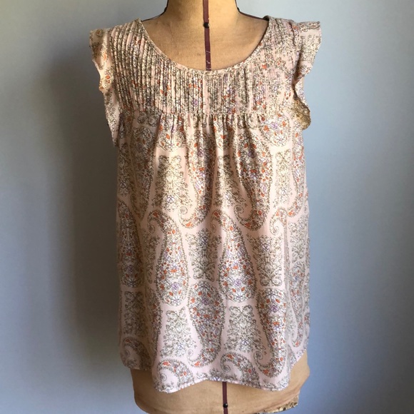 Old Navy Sweet Print Shell Top Sleeveless Pintucks - Picture 1 of 13